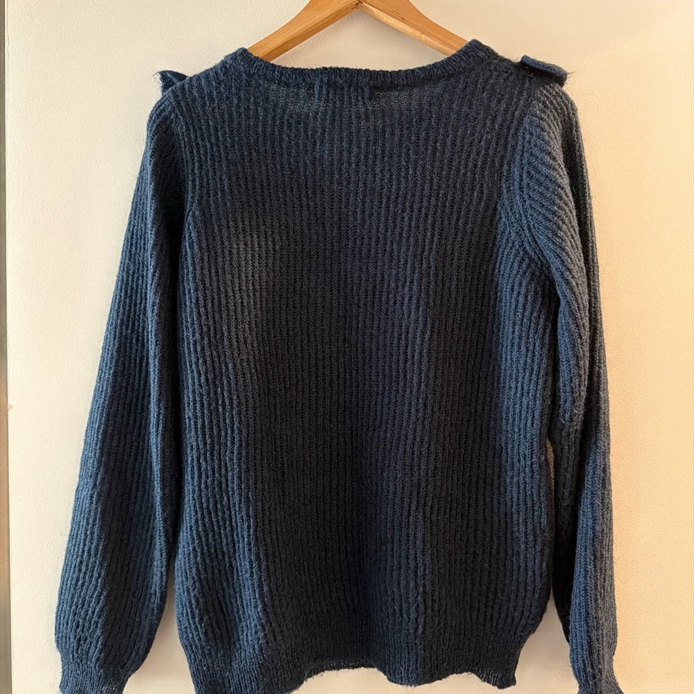 Navy Ruffle Long Sleeve Top - Picture 6 of 7